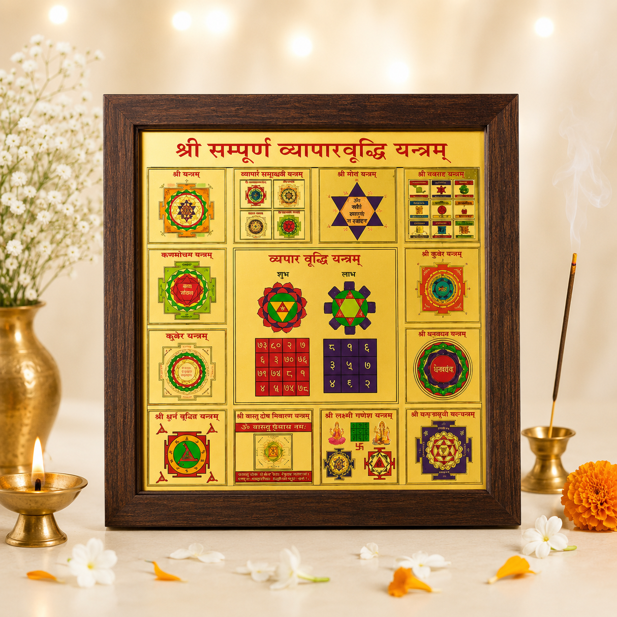 Shree Sampurna Vyapar Vriddhi Yantra (9*9 inch) with Frame